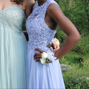 Lavender Floor Length Prom Dress with Beading